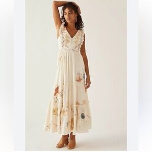 ALLISON NEW YORK V-Neck Embroidered Maxi Dress by Anthropologie